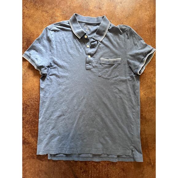 Bloomingdales Striped Trim Slub Polo Shirt - Picture 1 of 1